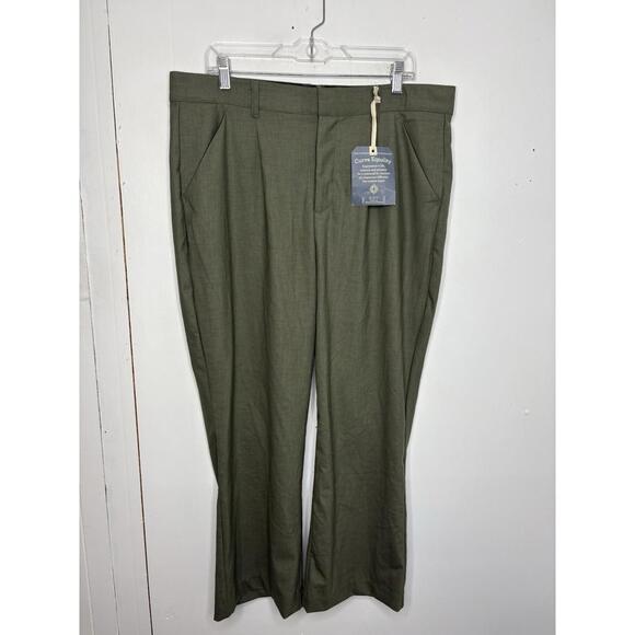Democracy Pants - Democracy Pants Womens 14 Ab Solution Skyrise Wide Leg Trouser Earthy Olive